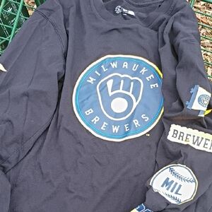 New Era Kids Black Milwaukee Brewers Long Sleeve Tee